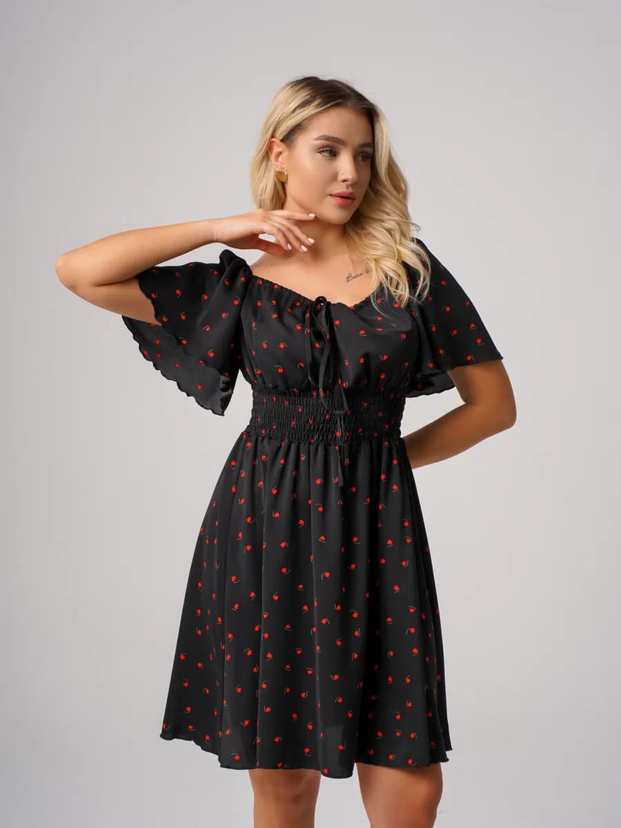 Платье нарядное крестьянка мини