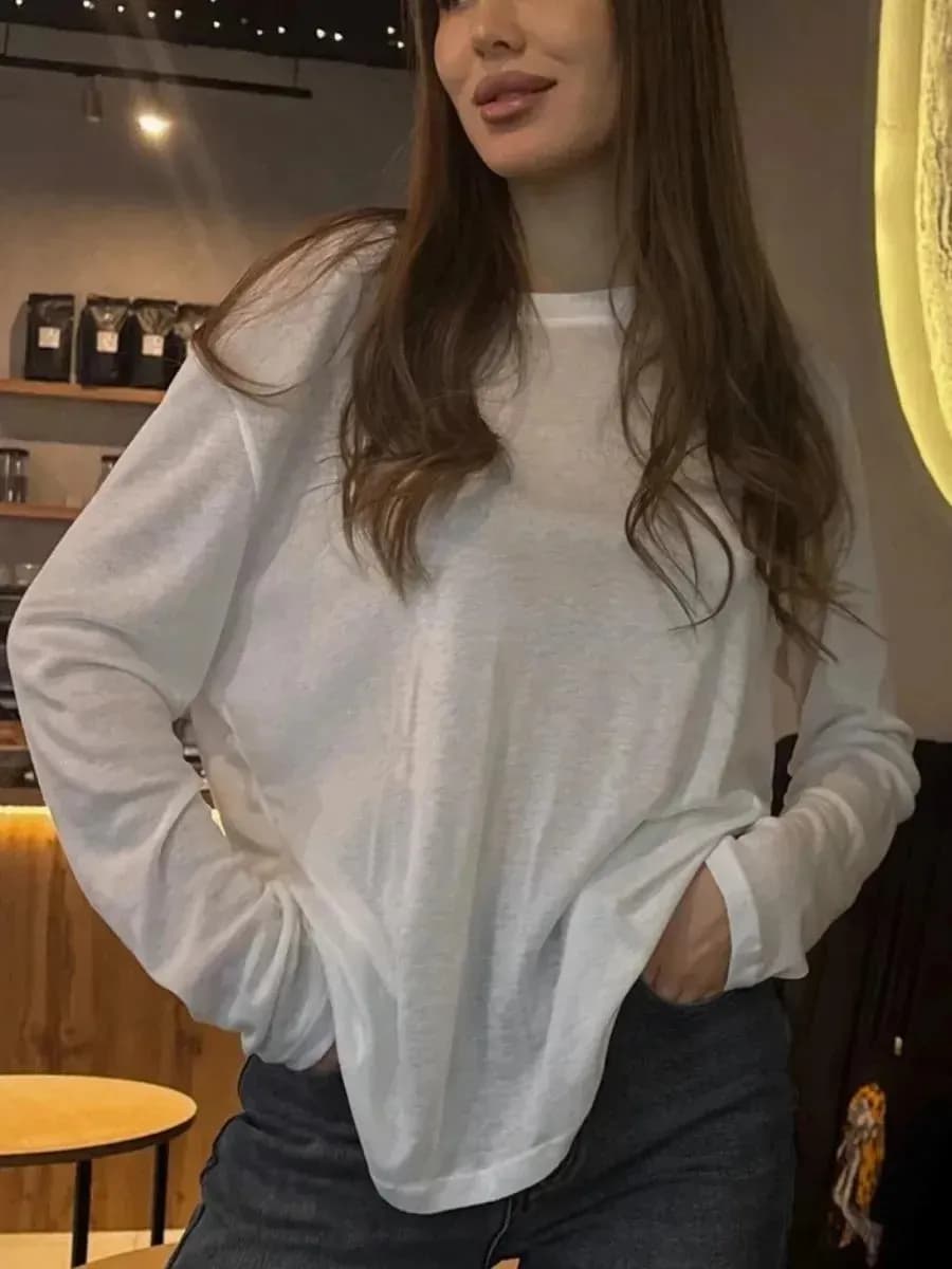 Лонгслив прозрачный оверсайз y2k