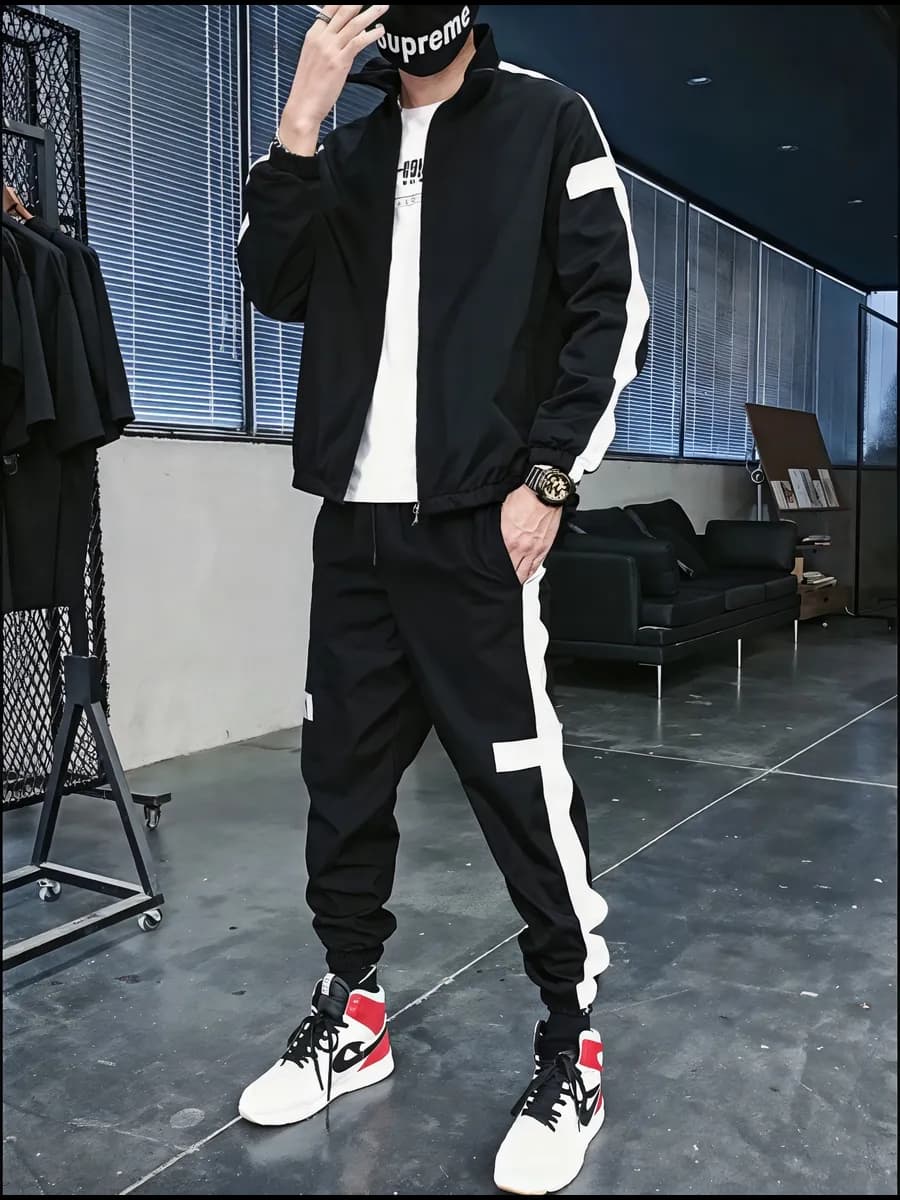 Спортивный костюм на молнии y2k с полосками