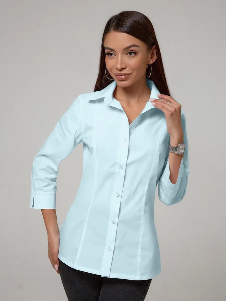 Блузка рубашка женская школьная офисная приталенная