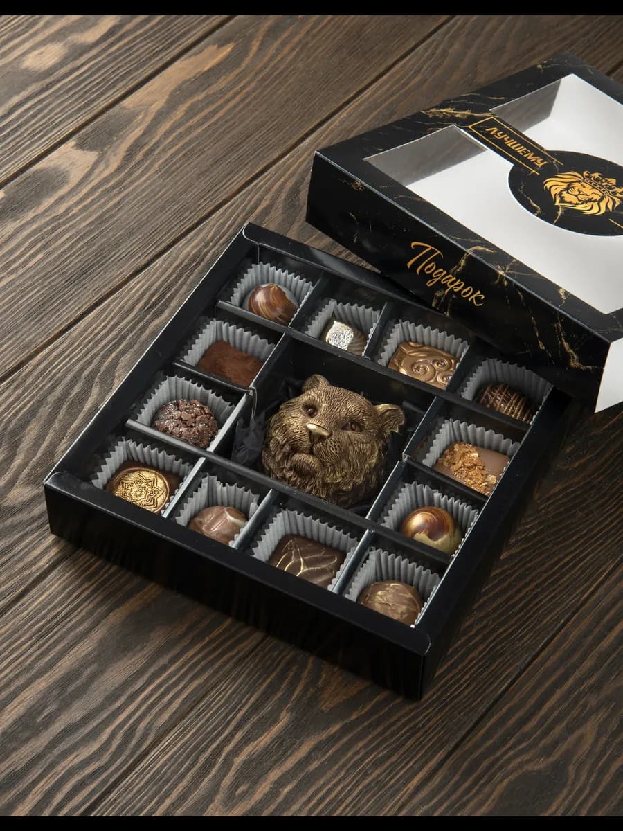 Конфеты подарочные, Настоящему мужчине (12 шт и голова льва)