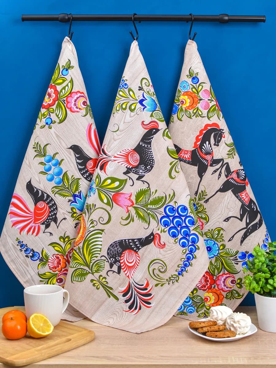 Полотенца кухонные набор 3 шт 60х47 см рогожка