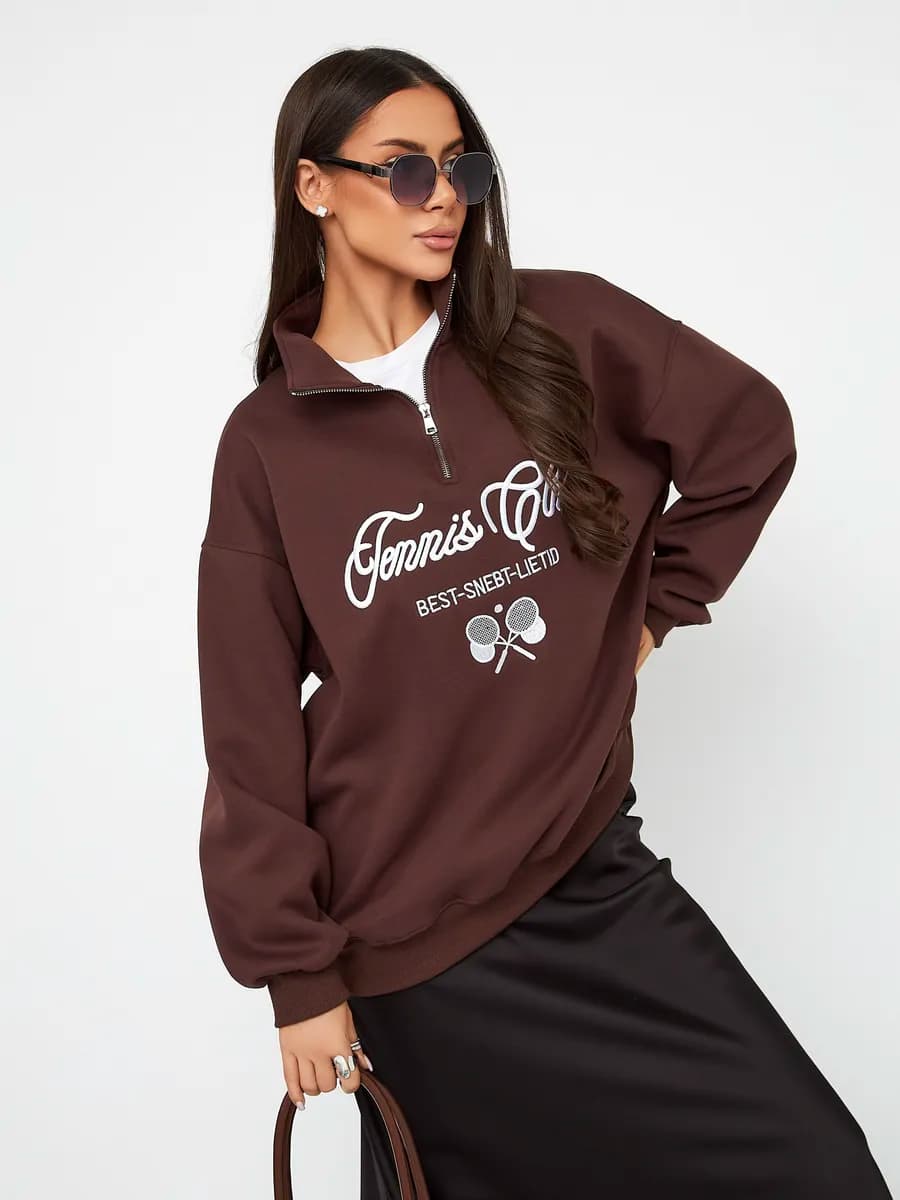 Свитшот оверсайз на молнии с замком поло