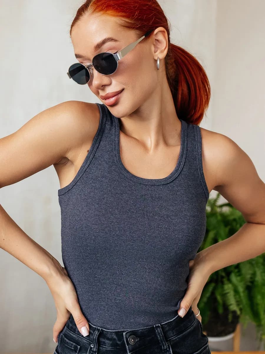 Майка базовая под пиджак в рубчик