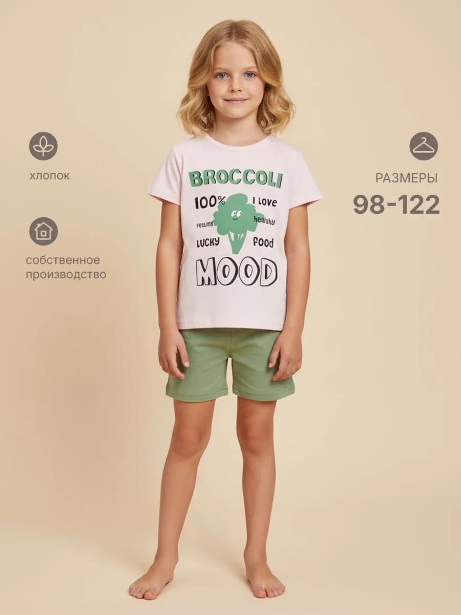 детский домашний костюм пижама с шортами