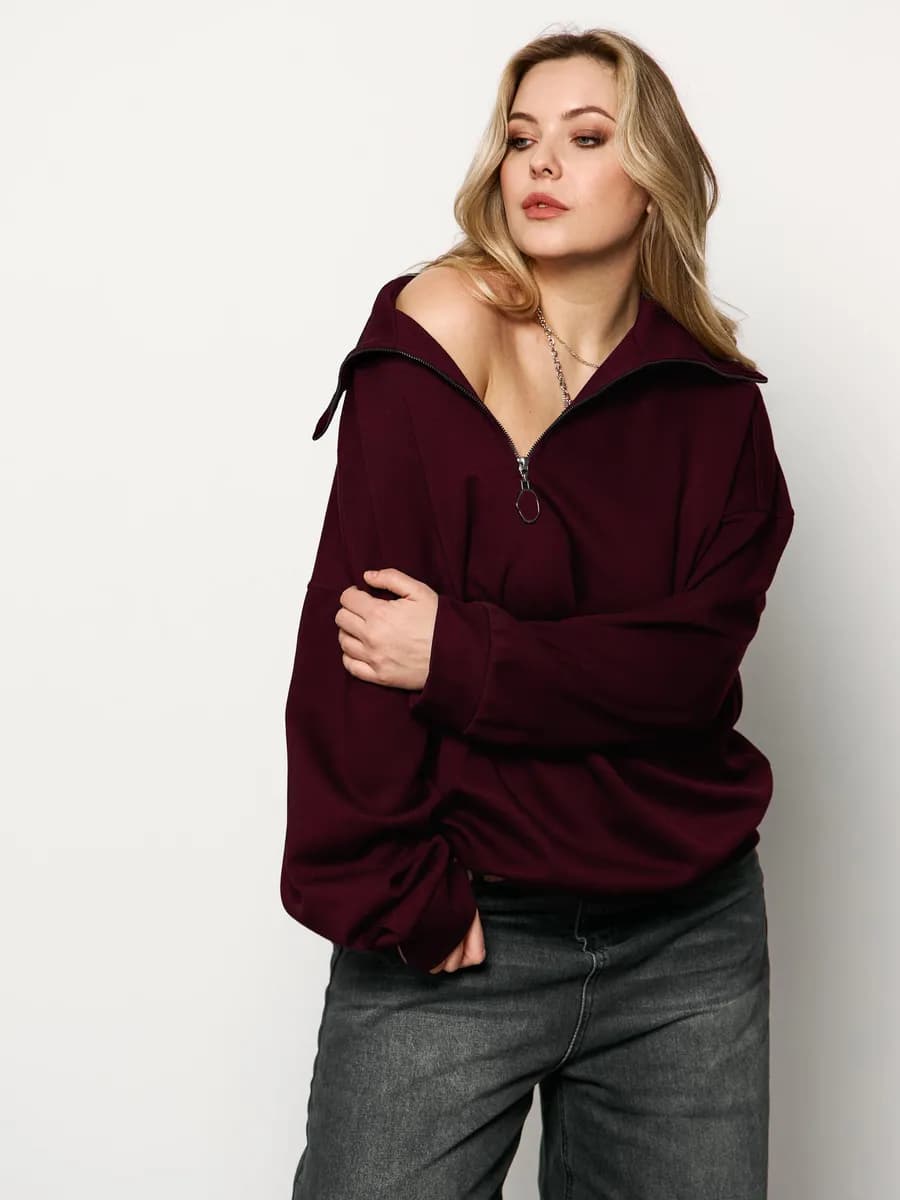 Свитшот на молнии больших размеров