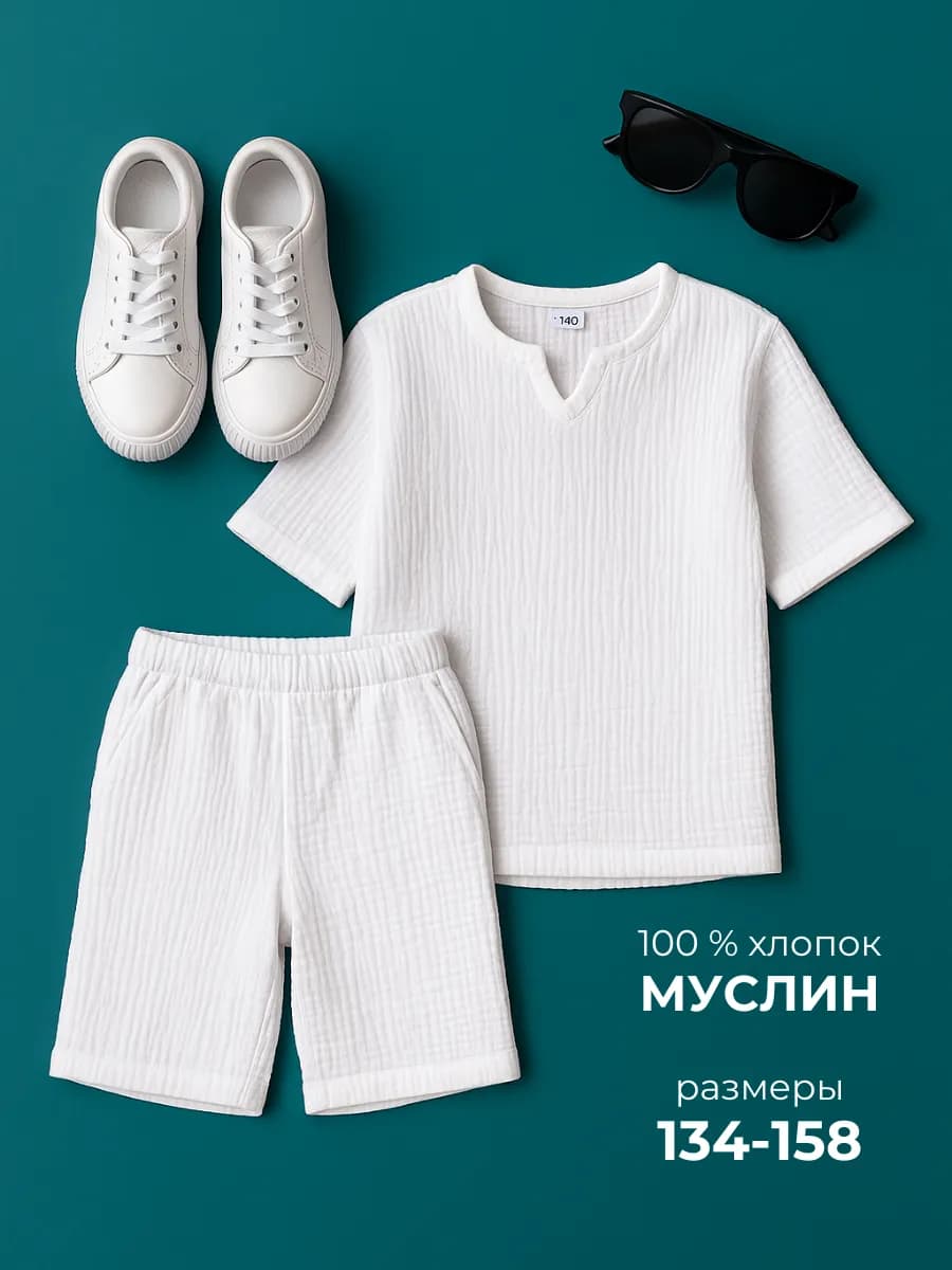 Костюм летний с шортами муслиновый домашний