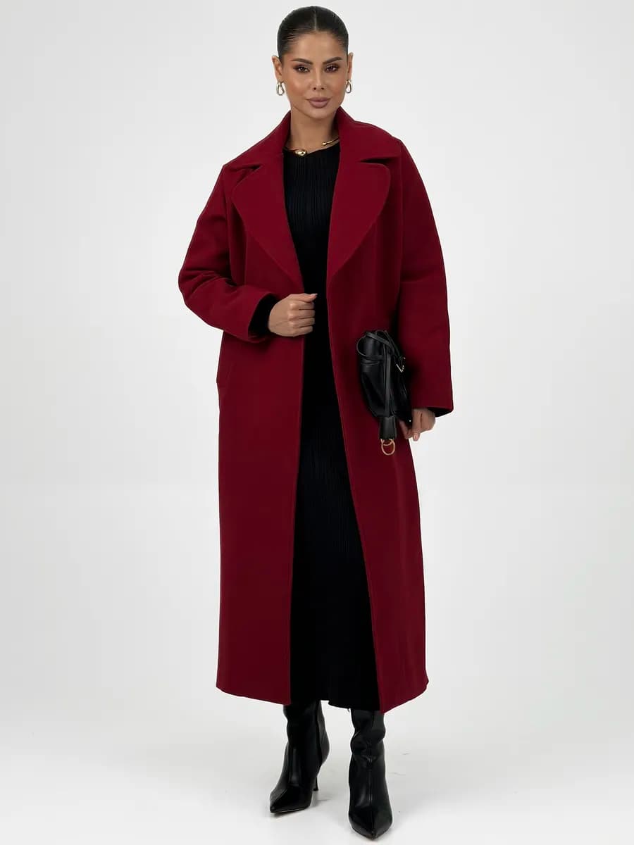 Пальто длинное оверсайз с поясом