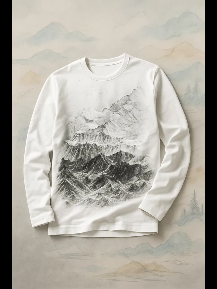 Лонгслив с принтом повседневный из хлопка