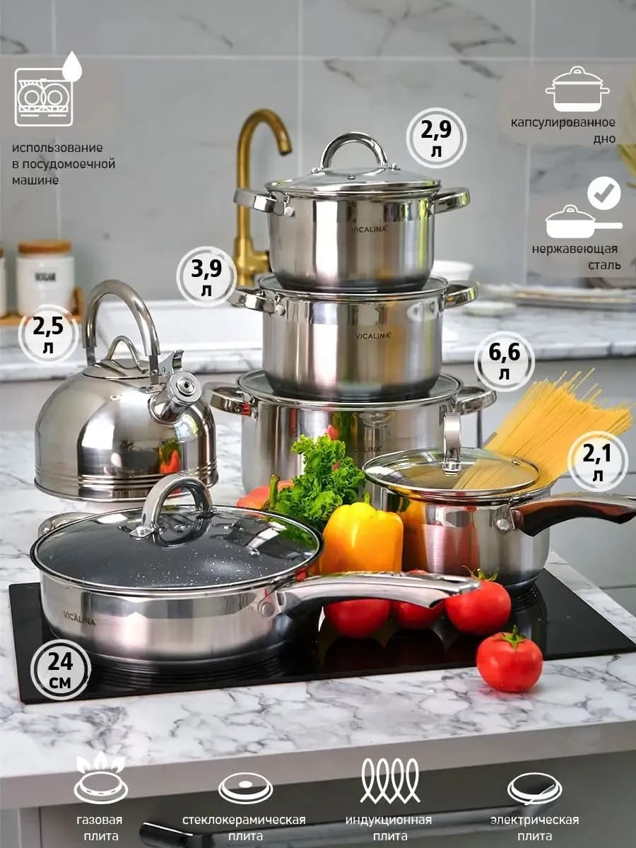 Набор кастрюль из нержавеющей стали