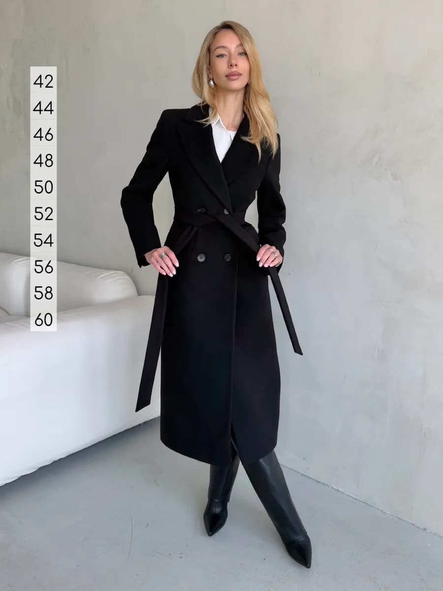 Пальто черное женское длинное