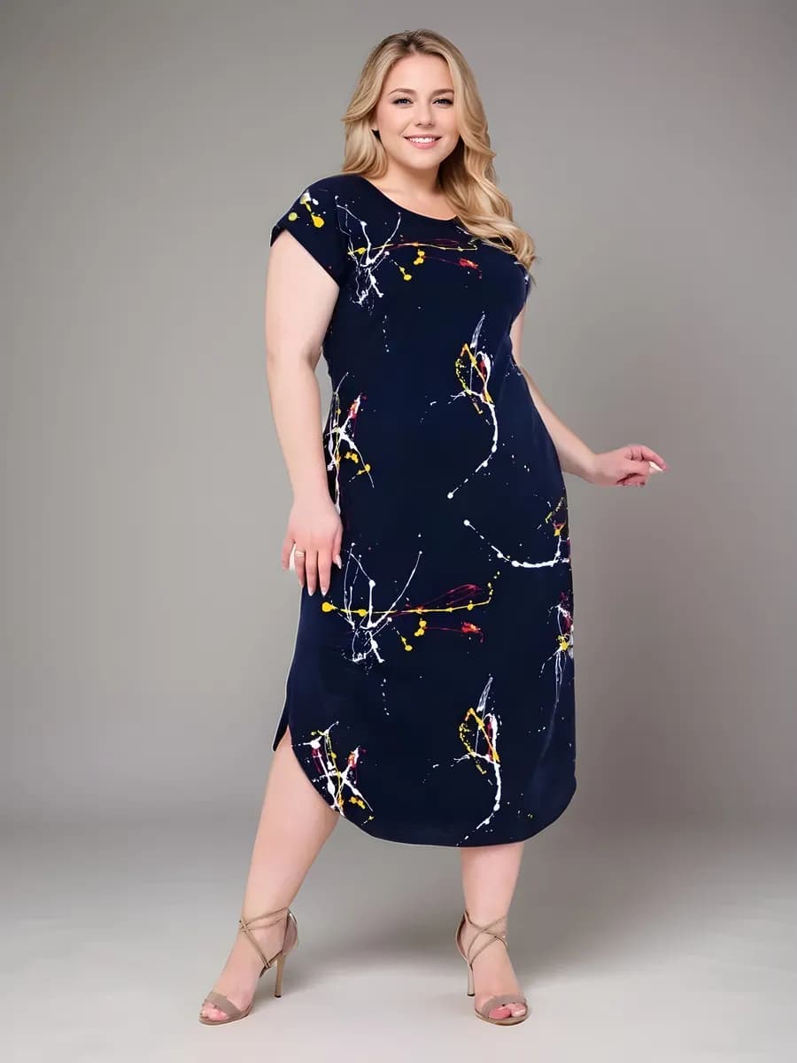 Летнее трикотажное платье больших размеров