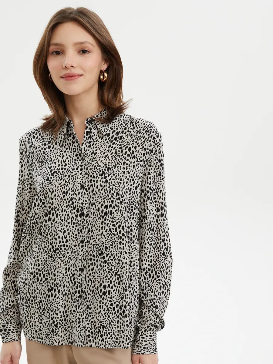 Женская прямая рубашка из вискозы принт