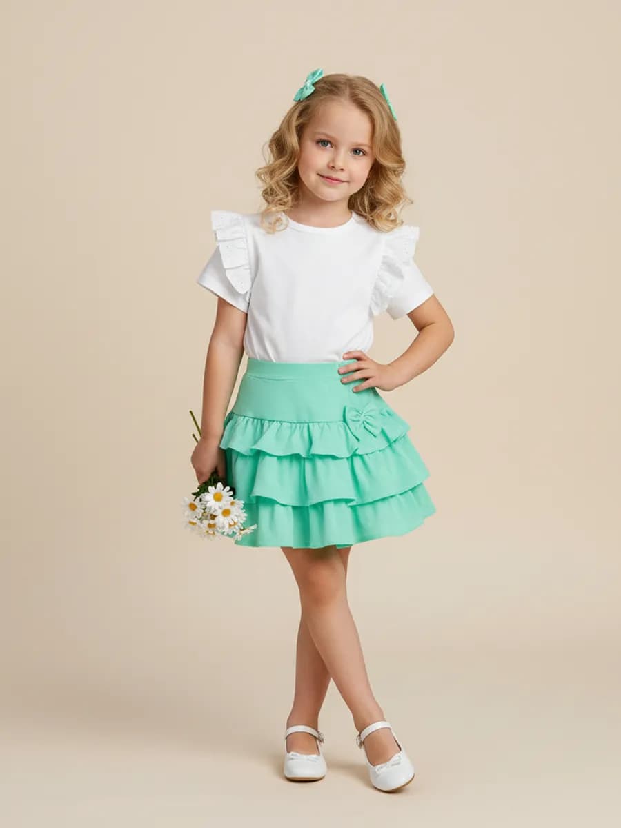 Юбка хлопковая летняя в садик с воланами