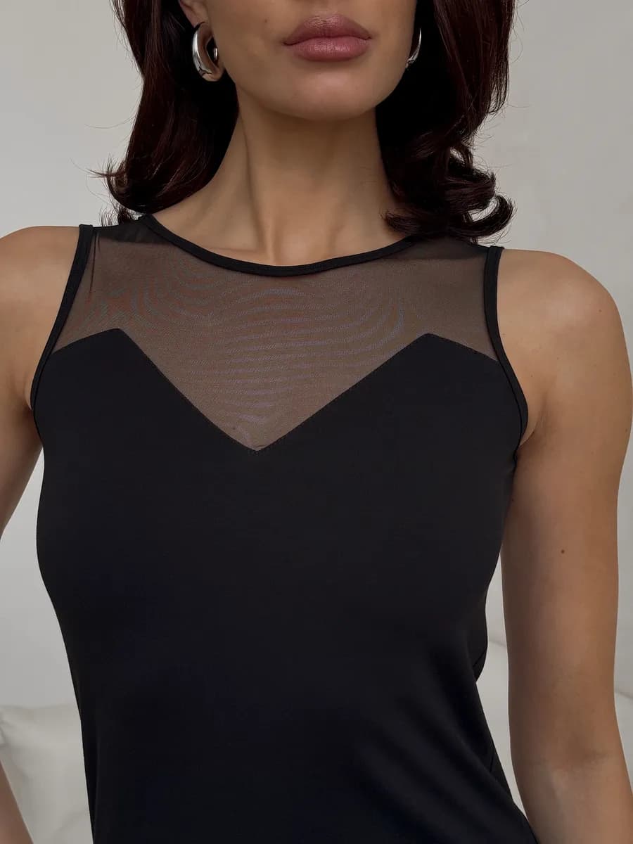 Топ черный женский вечерний нарядный под пиджак сетка