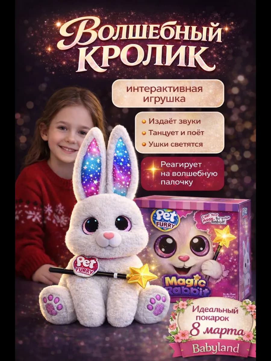 Интерактивная игрушка Кролик с волшебной палочкой