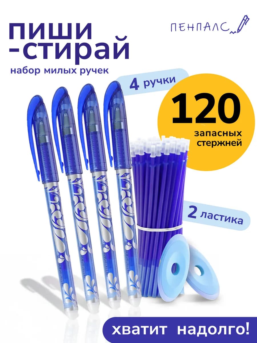 Ручки пиши стирай набор синие