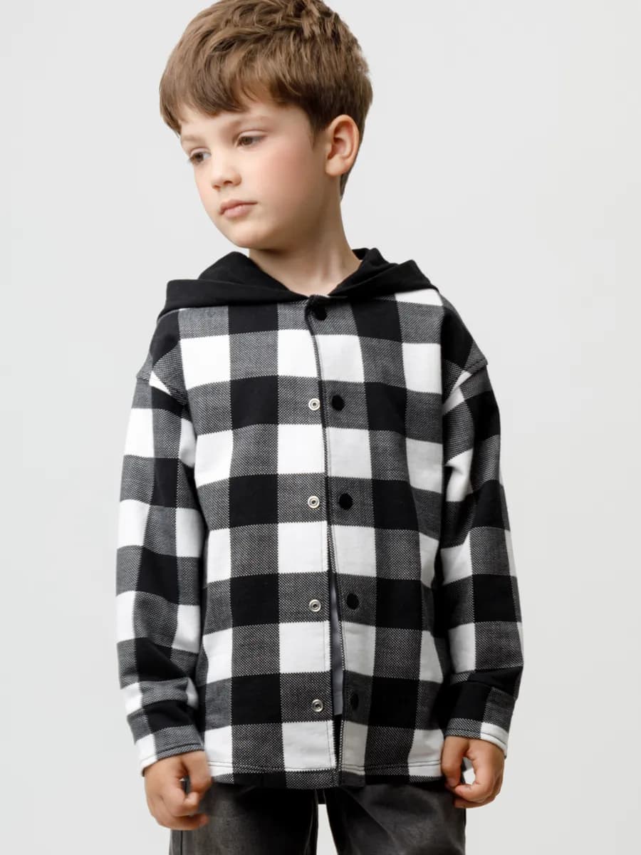 Рубашка трикотажная для мальчика с капюшоном