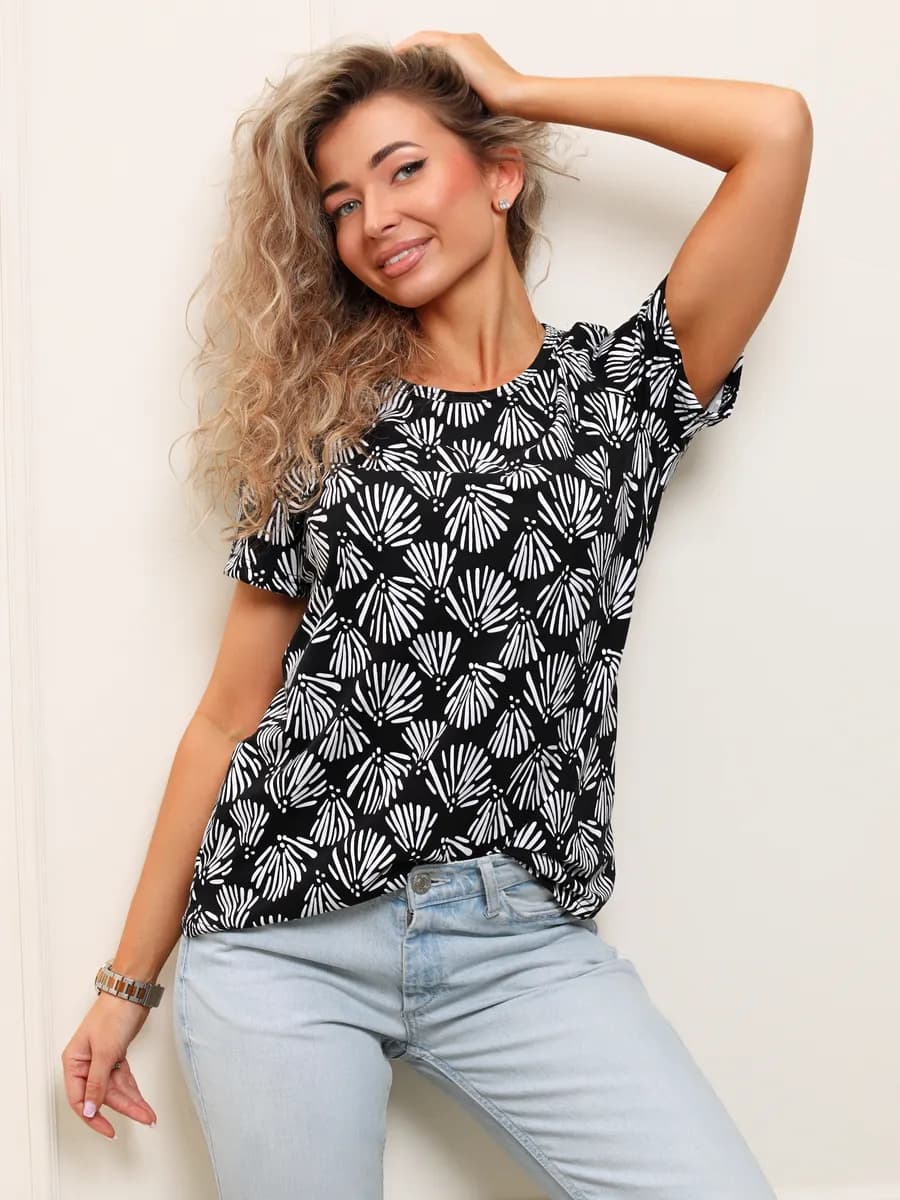 Футболка больших размеров с принтом хлопок