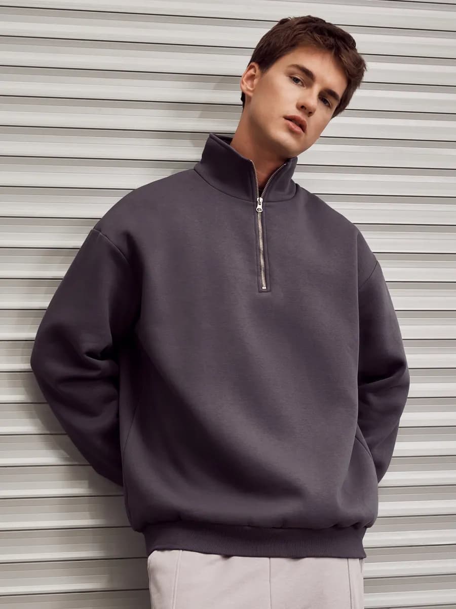 Свитшот на молнии в стиле old money y2k с начесом