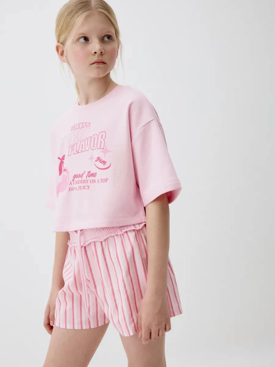 Футболка укороченная оверсайз из футера