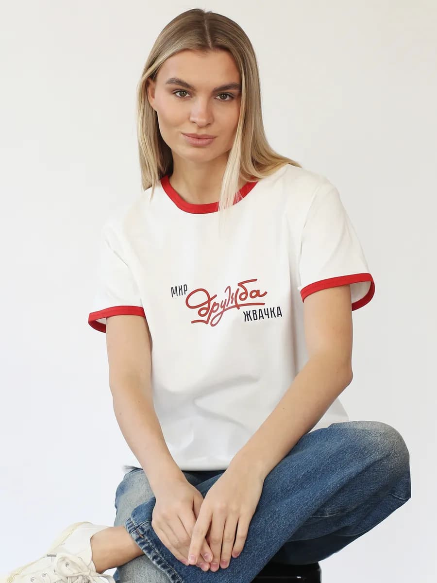 Футболка базовая с принтом плотная