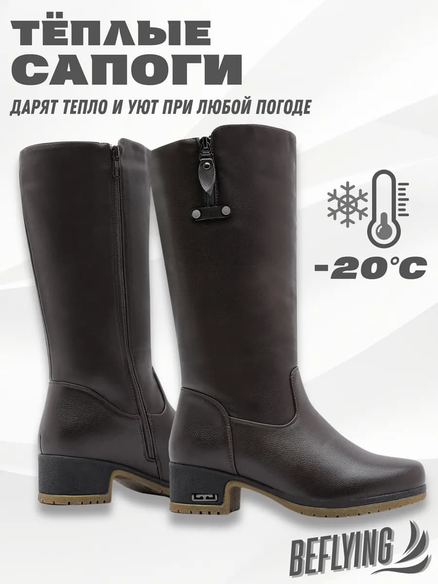 Сапоги зимние на толстом каблуке