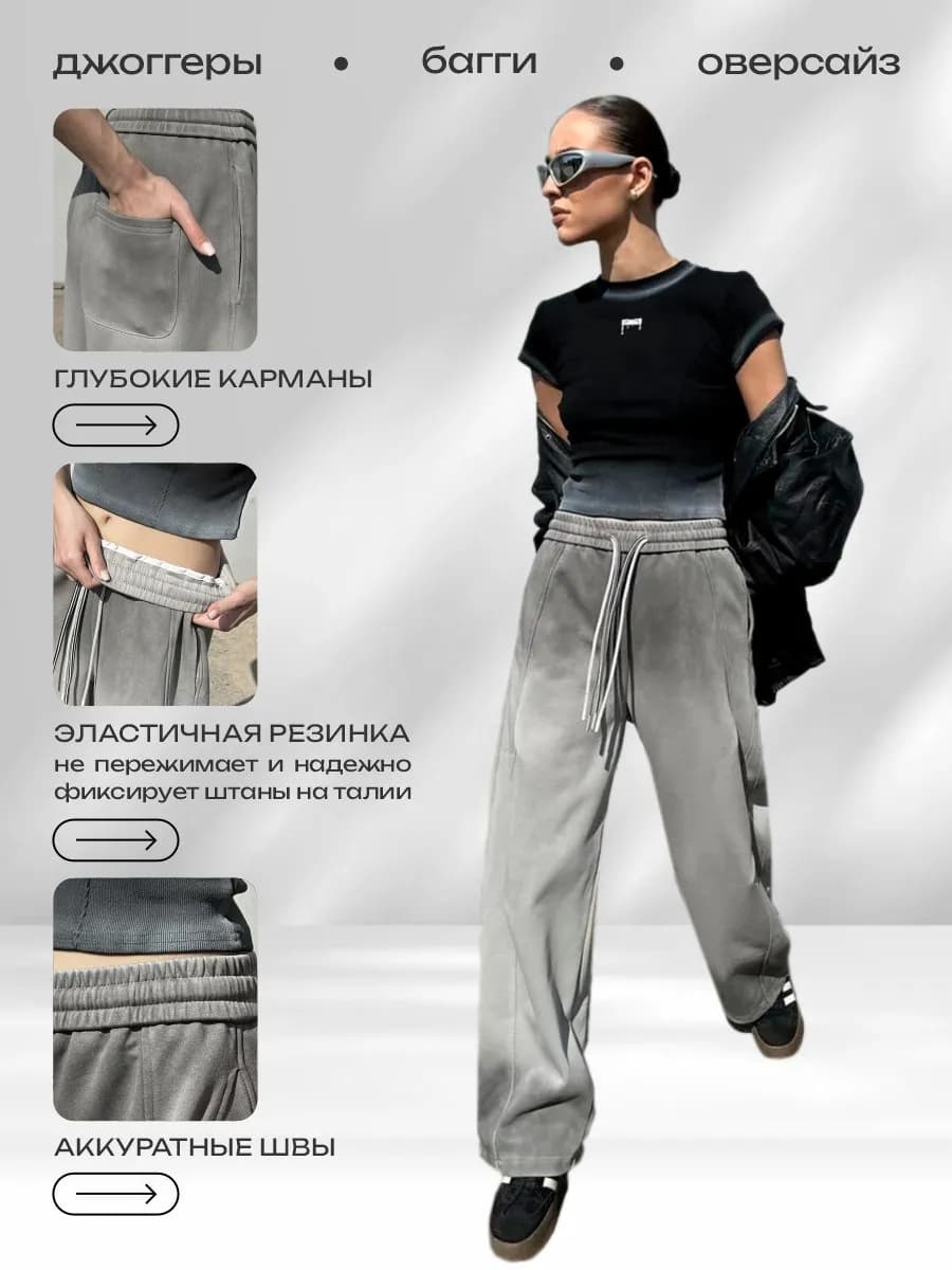 Спортивные брюки на 164mod широкие багги джоггеры оверсайз