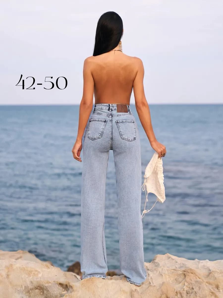 Джинсы широкие палаццо с высокой посадкой