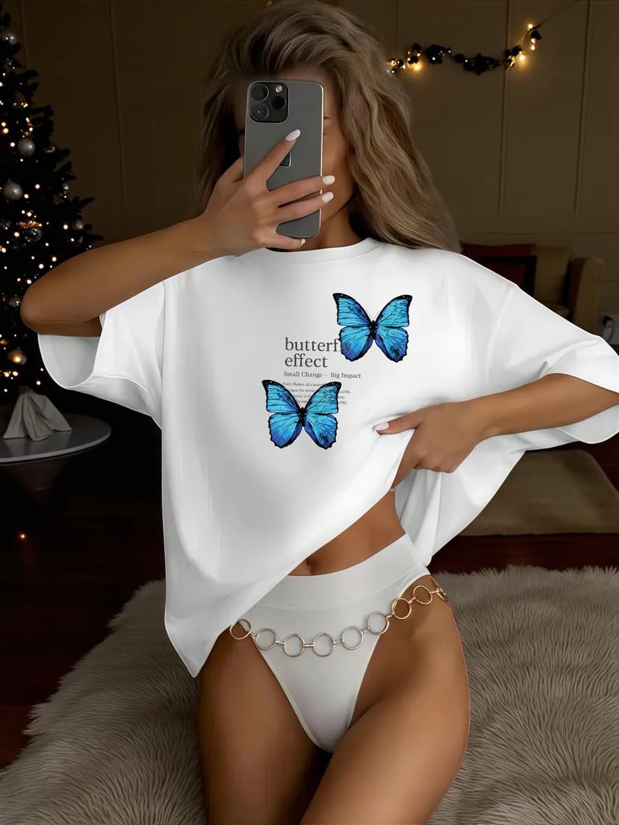 Футболка оверсайз с принтом Бабочки