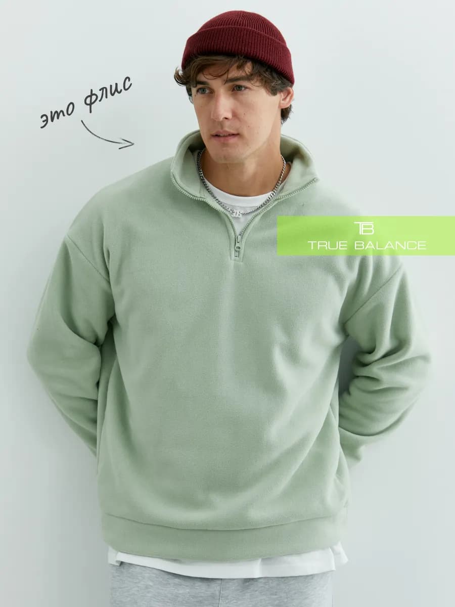 Кофта флисовая на молнии полузамок свитшот зипка