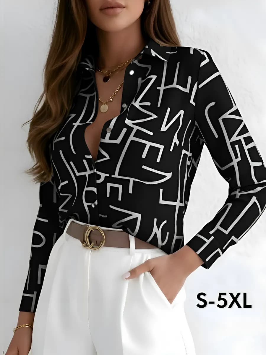 Блузка офисная нарядная Рубашка с принтом Old money