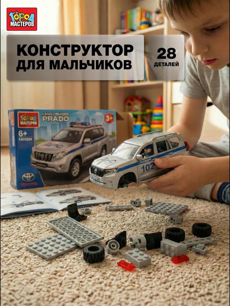 Конструктор лего полицейская машинка тойота прадо 28 дет