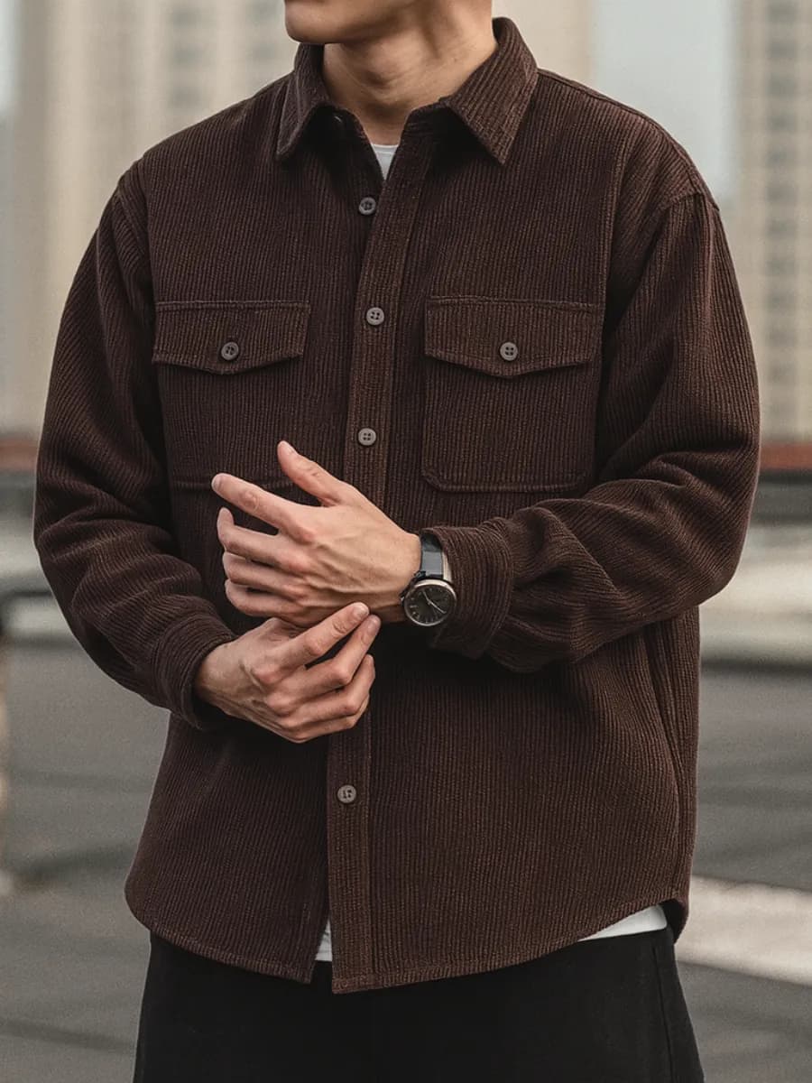 Рубашка вельветовая оверсайз с длинным рукавом