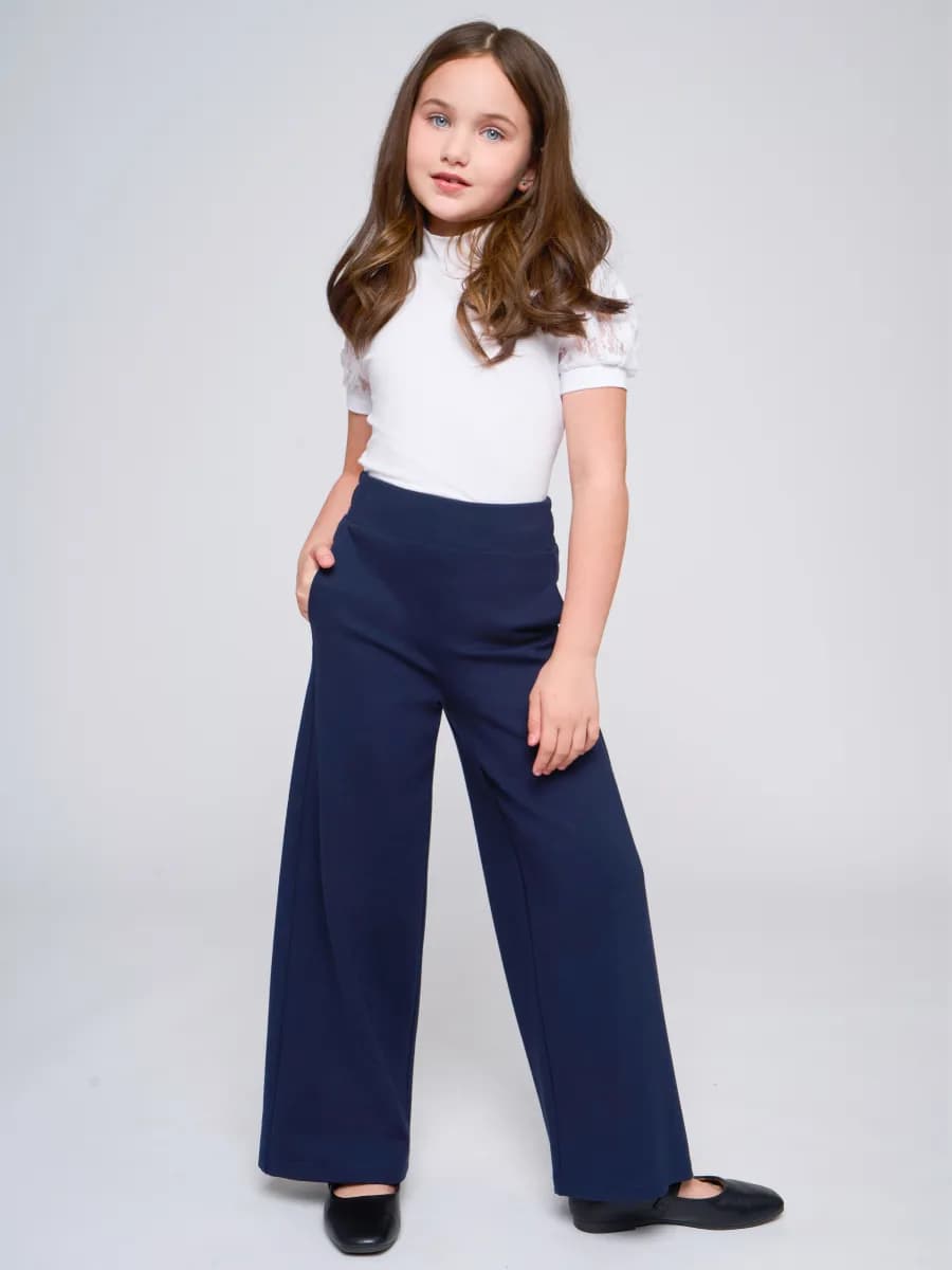 Брюки палаццо школьные на резинке