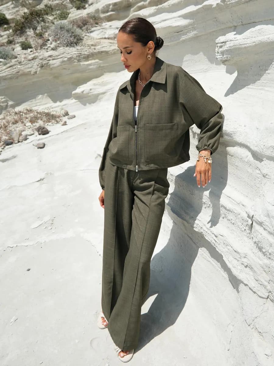 Костюм двойка брючный палаццо легкий повседневный