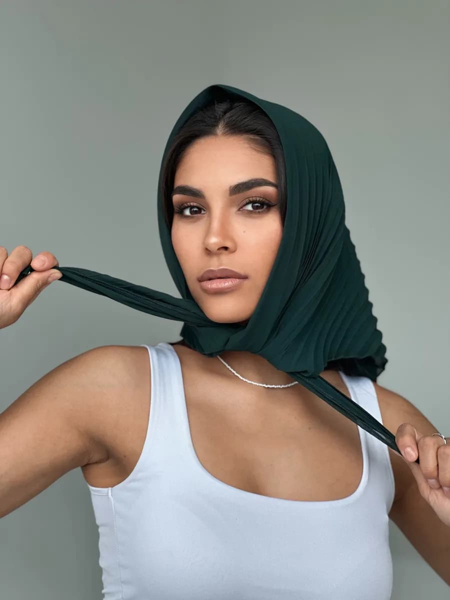 платок зеленый женский гофре