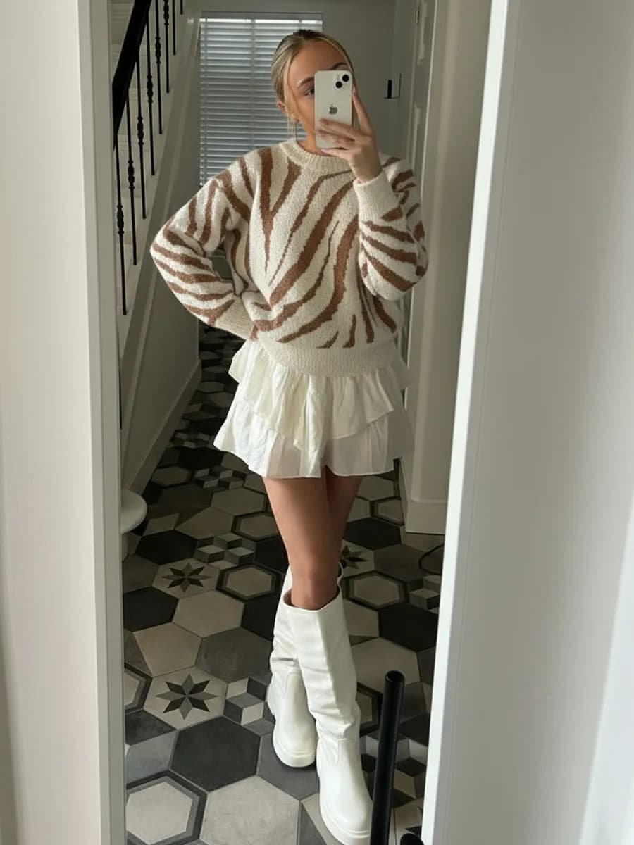 Джемпер трикотажный укороченный, кофта пушистая-травка