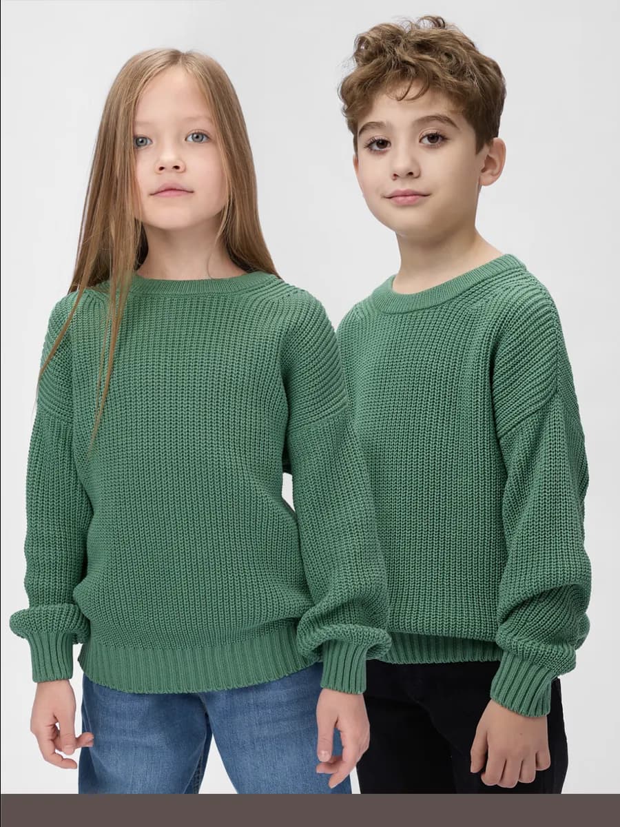 Джемпер для девочки и мальчика вязаный детский оверсайз