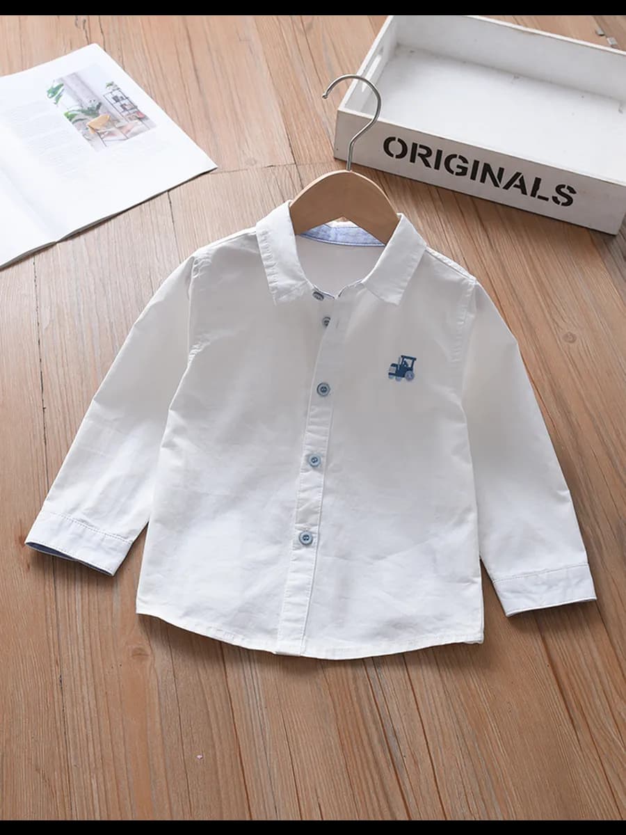 Классическая белая рубашка с длинным рукавом для мальчиков с…