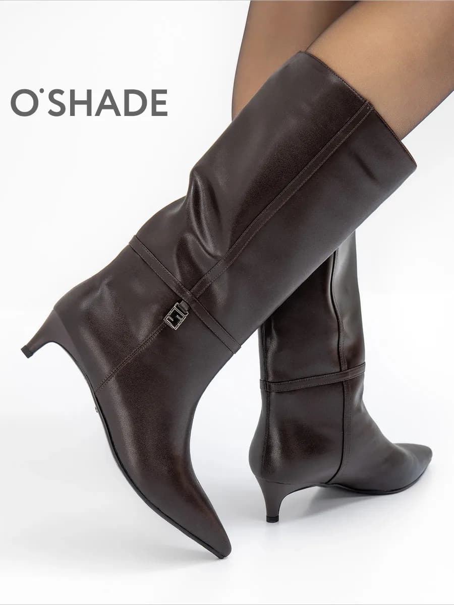 O'SHADE Сапоги осенние женские коричневые короткие