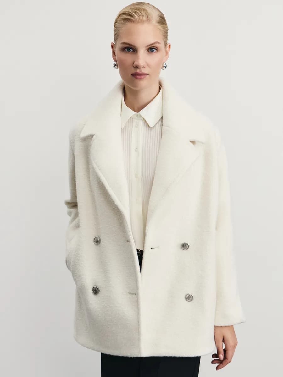 Пальто демисезонное двубортное укороченное оверсайз