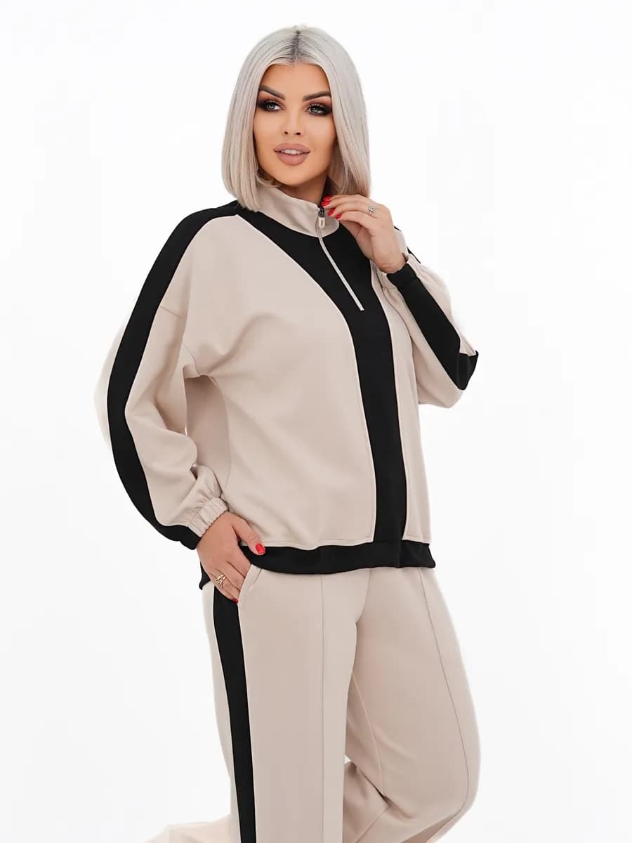 Костюм двойка брючный трикотажный в стиле спорт-шик