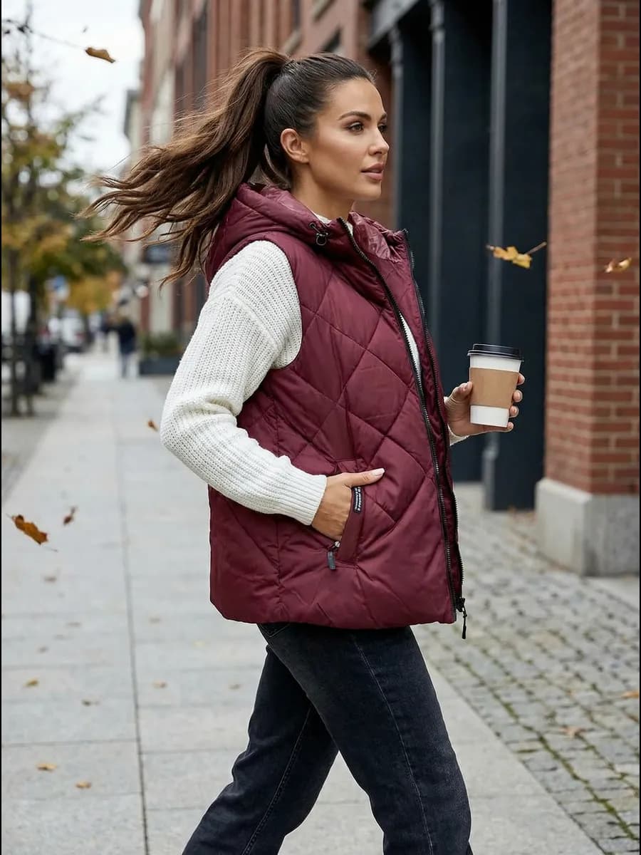 Жилетка утепленная демисезонная с капюшоном