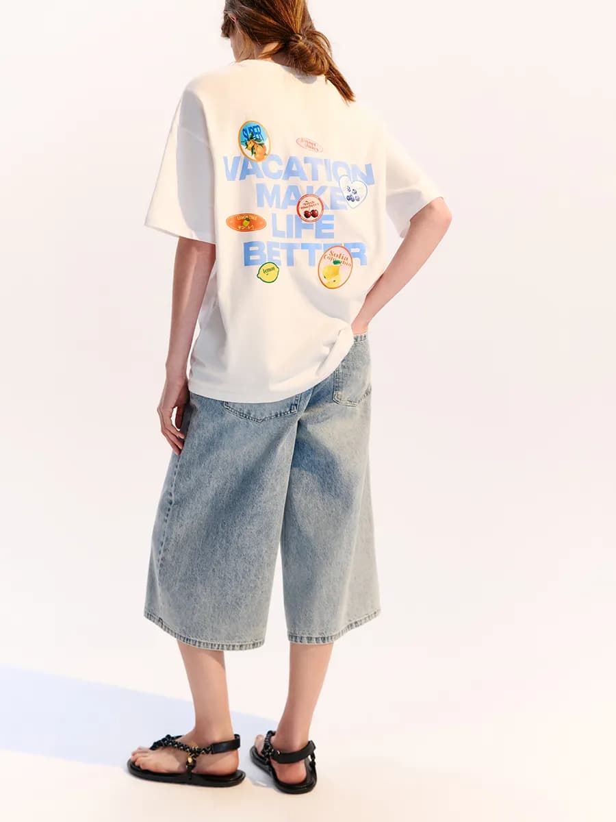 Футболка оверсайз хлопковая с летним принтом