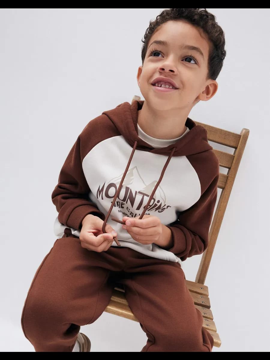 Худи колор-блок с принтом