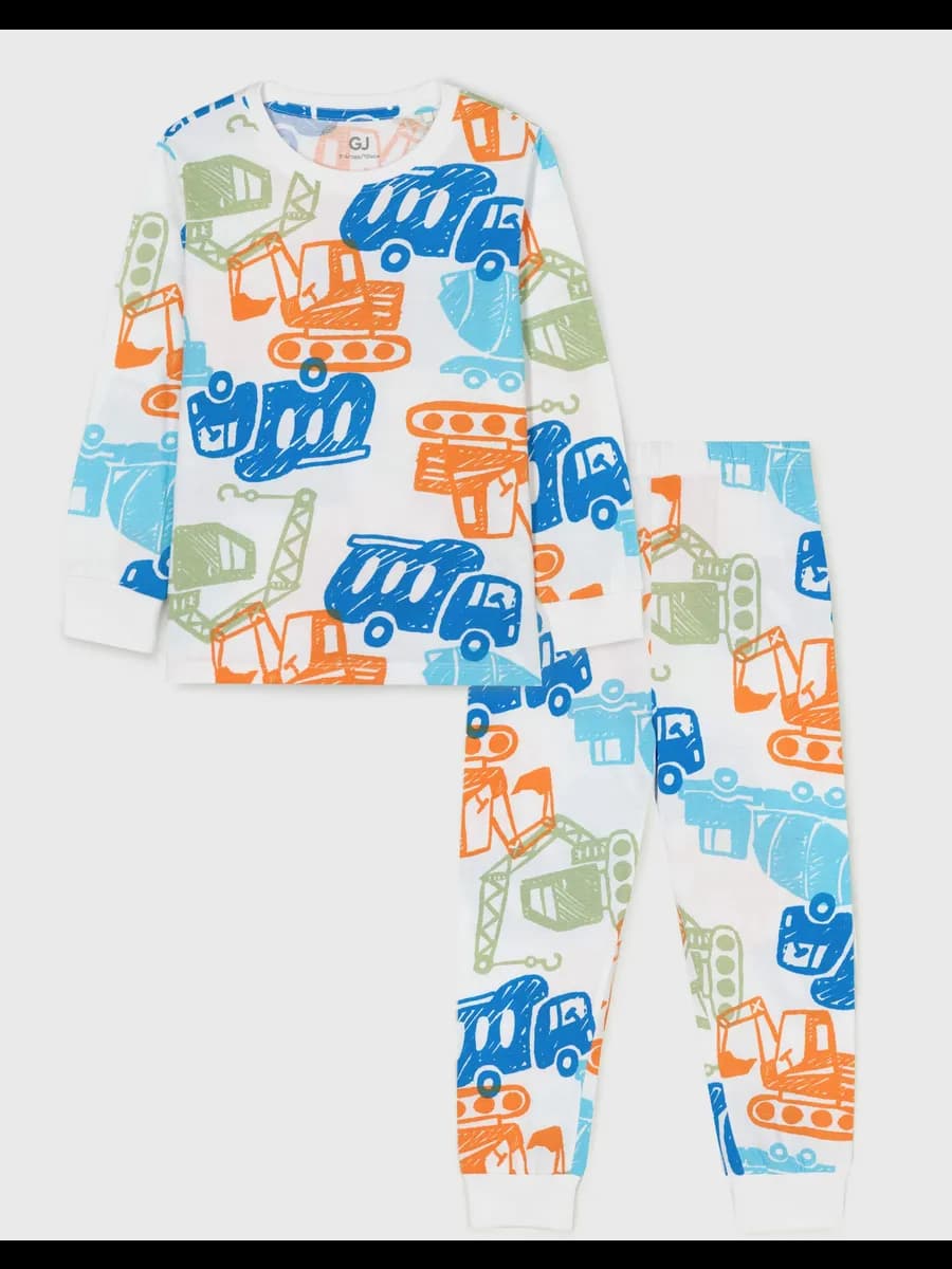 Пижама с брюками и лонгсливом с машинами на новый год