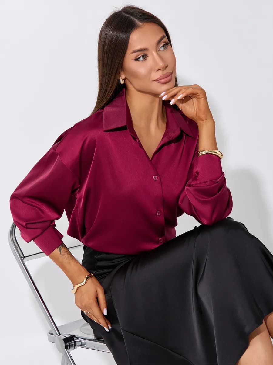 Рубашка шелковая оверсайз в офис