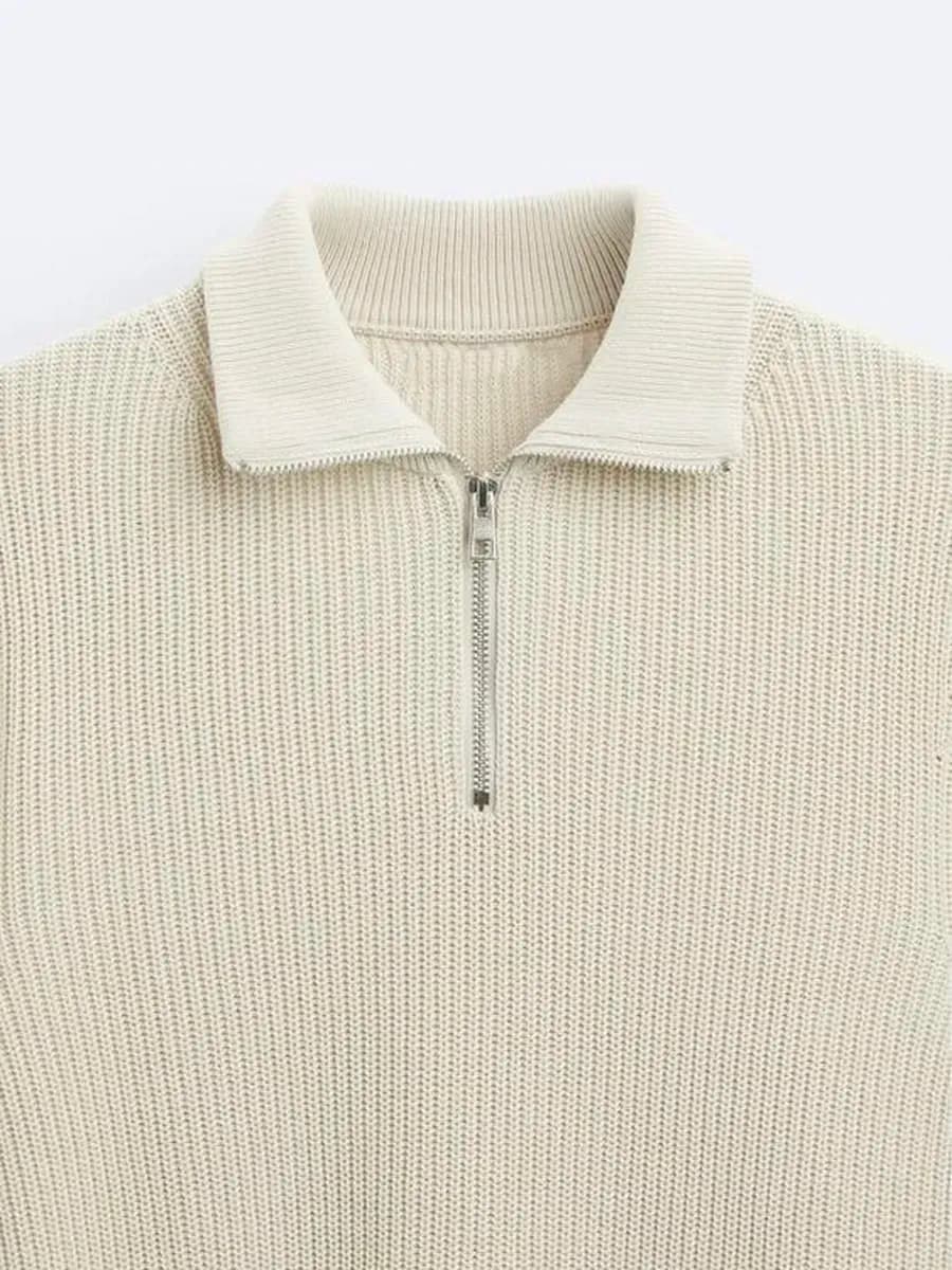 Свитер на молнии с воротником теплый