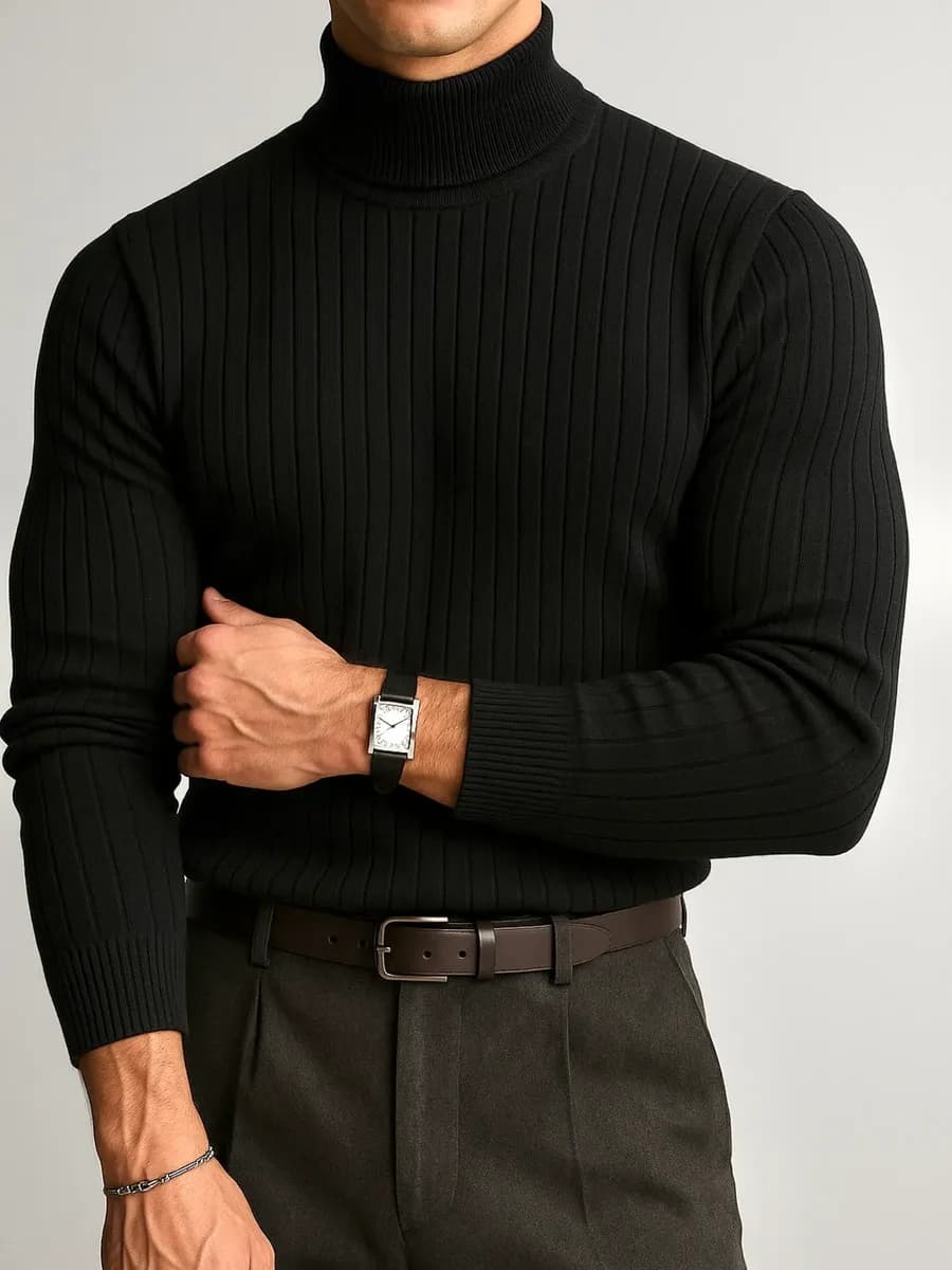 Джемпер вязаный тонкий с горлом